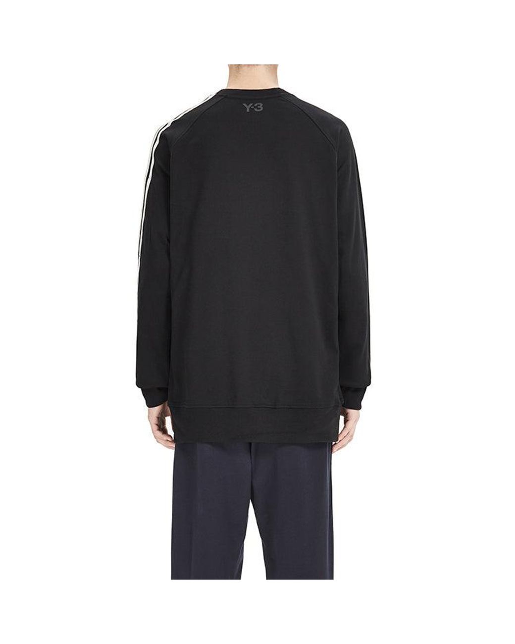 Adidas Black Y-3 3-Stripes French Terry Crew Sweatshirt for men
