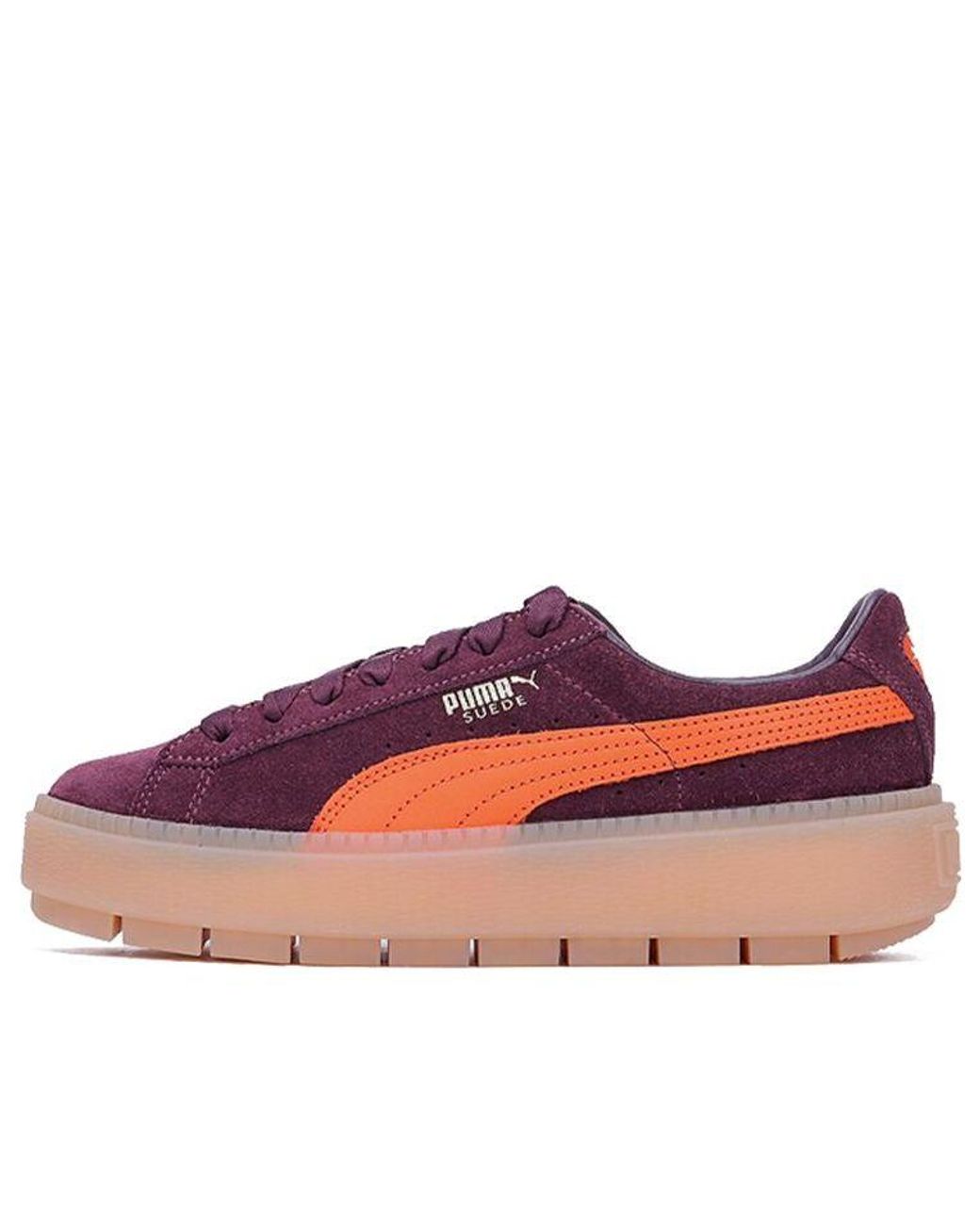 PUMA Suede Platform Trace 'winetasting Flame' in Pink | Lyst