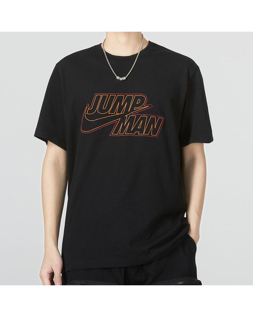 Nike Black Large Logo Alphabet Printing Sports Training Round Neck Short Sleeve for men