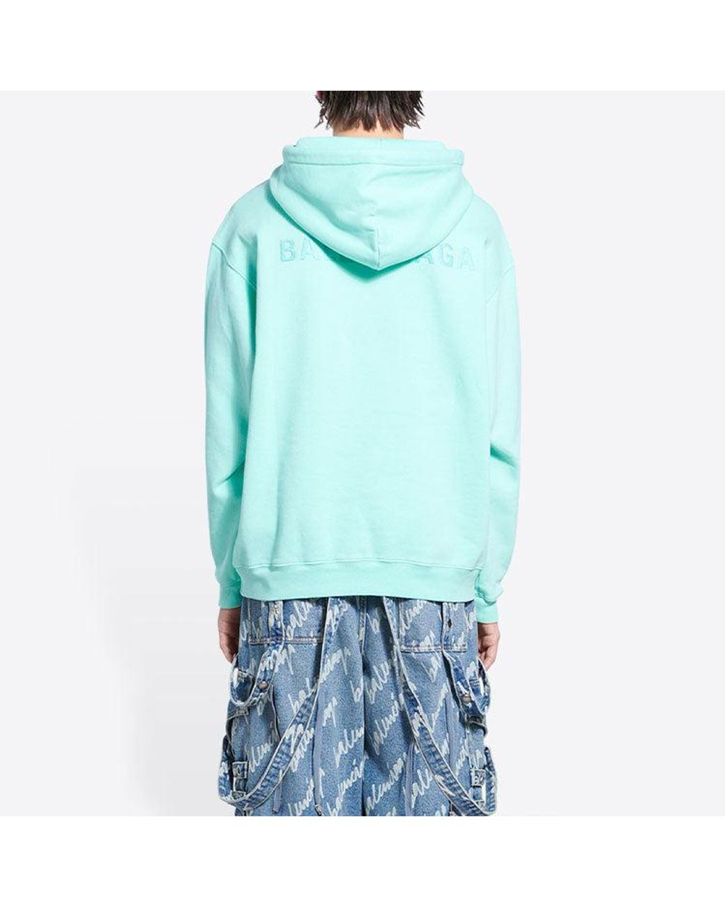 Balenciaga Blue Logo Hoodie Medium Fit 'Terquesa' for men