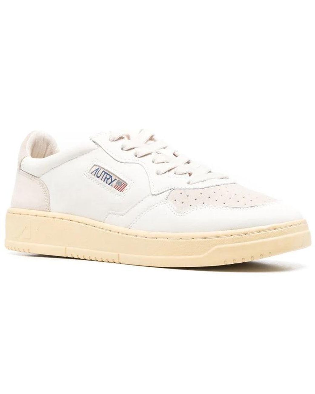 Autry White Medalist Low Suede And Leather Cream' for men