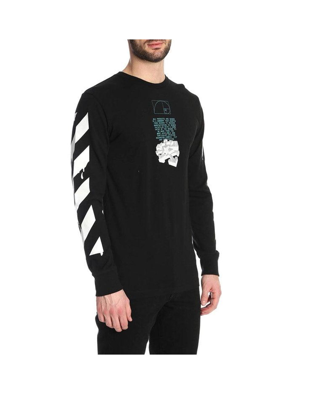 Off-White c/o Virgil Abloh Black Dripping Arrows Logo Arrow Printing Long Sleeves for men
