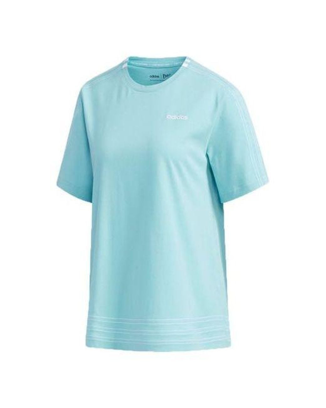 Adidas Blue (Wmns) Neo Logo Printing Training Sports Loose Round Neck Short Sleeve