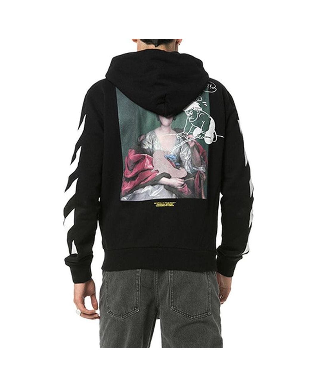 Off-White c/o Virgil Abloh Black Printing Hooded Zipper Jacket for men