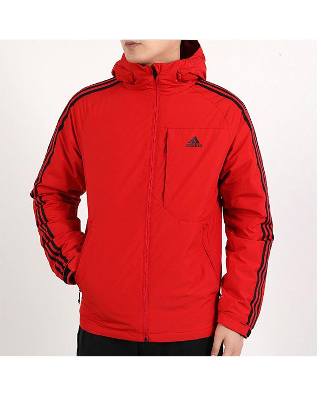 Adidas Red 3St Down Jkt Stay Warm Outdoor Sports Hooded Down Jacket for men