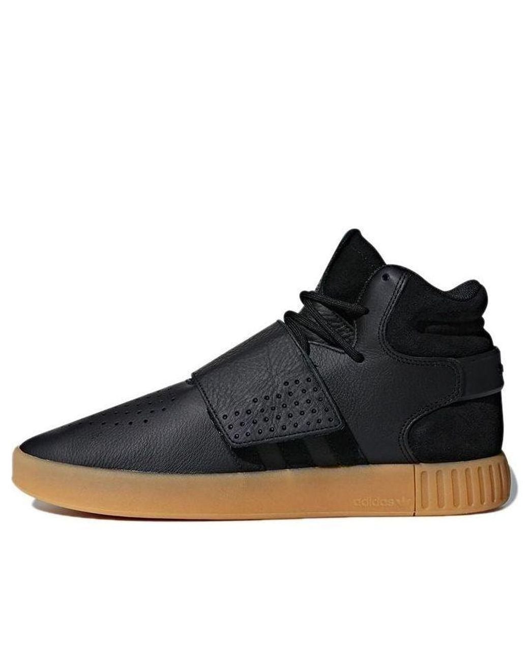 Adidas Black Tubular Invader Strap Gum' for men