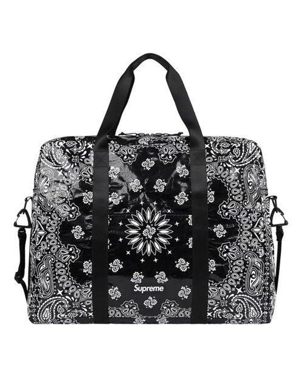 Supreme Black Bandana Tarp Large Duffle Bag for men