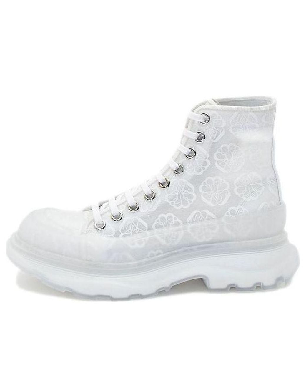 McQueen White (Wmns) Tread Slick Lace Up High Boots Transparent'