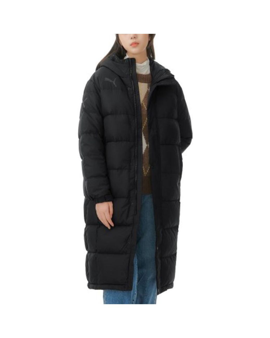 PUMA Black Long Down Jacket for men