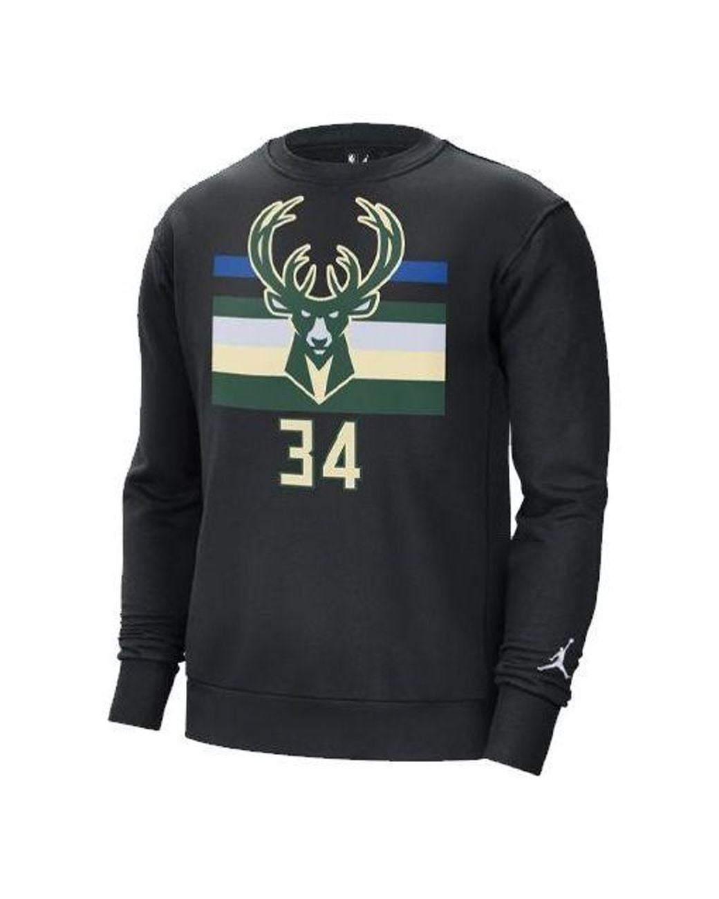 Nike Black Nba Milwaukee Bucks Sports Fleece Round Neck for men