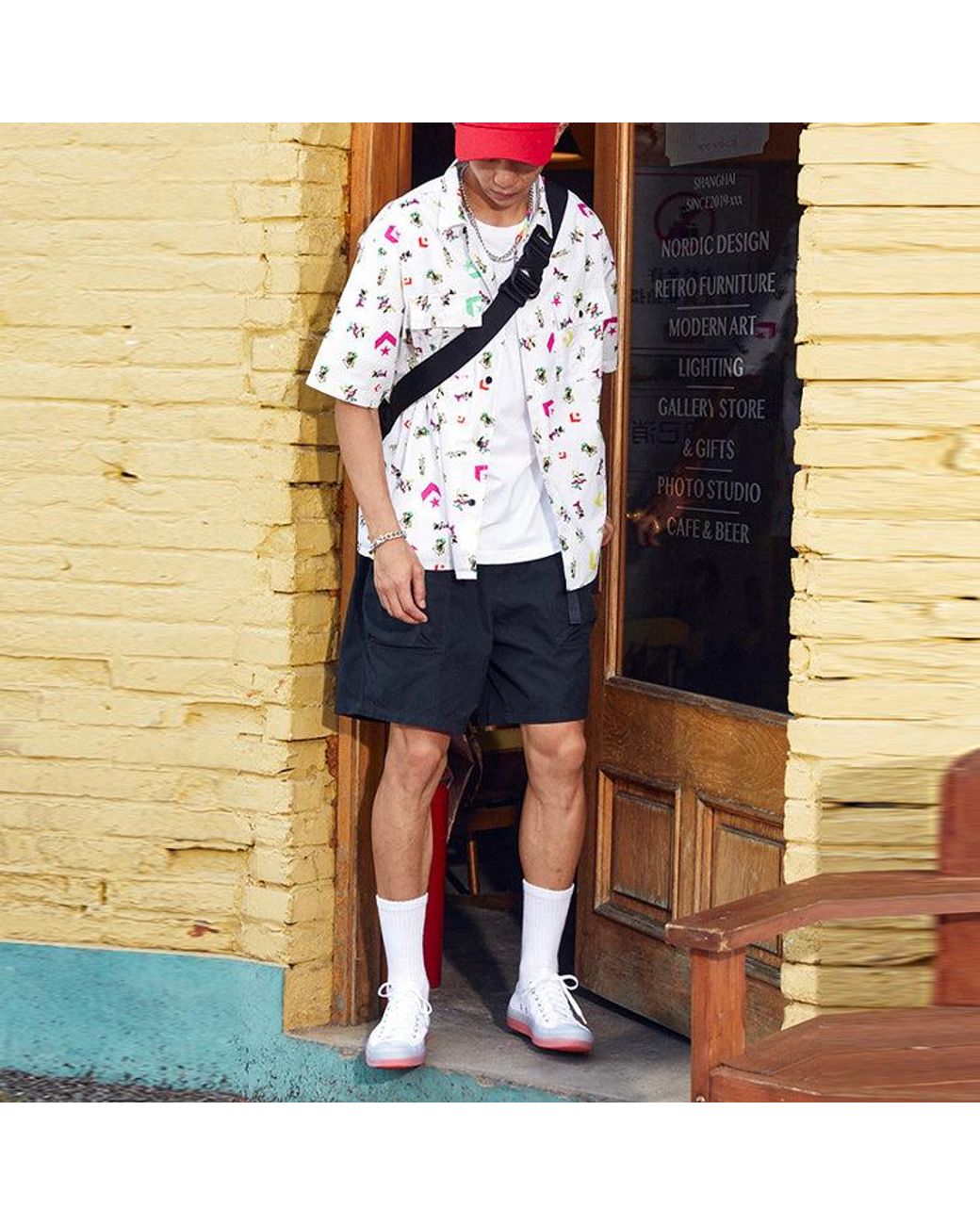 Converse White Park Gym All Over Print Shirt for men