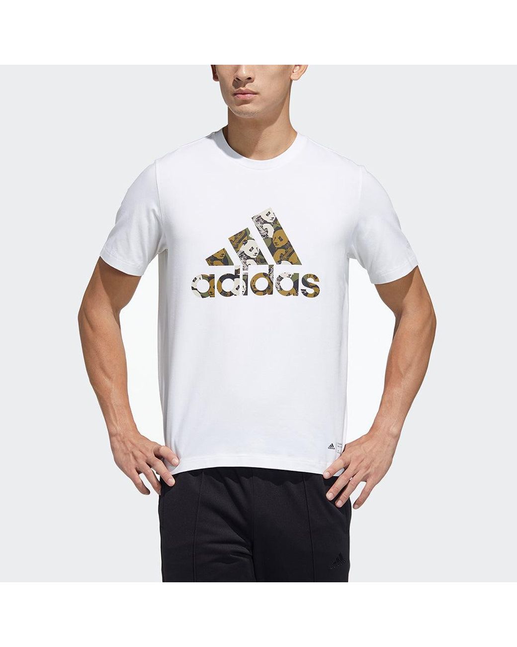 Adidas White China Tee M Panda Crew Neck Sports Short Sleeve