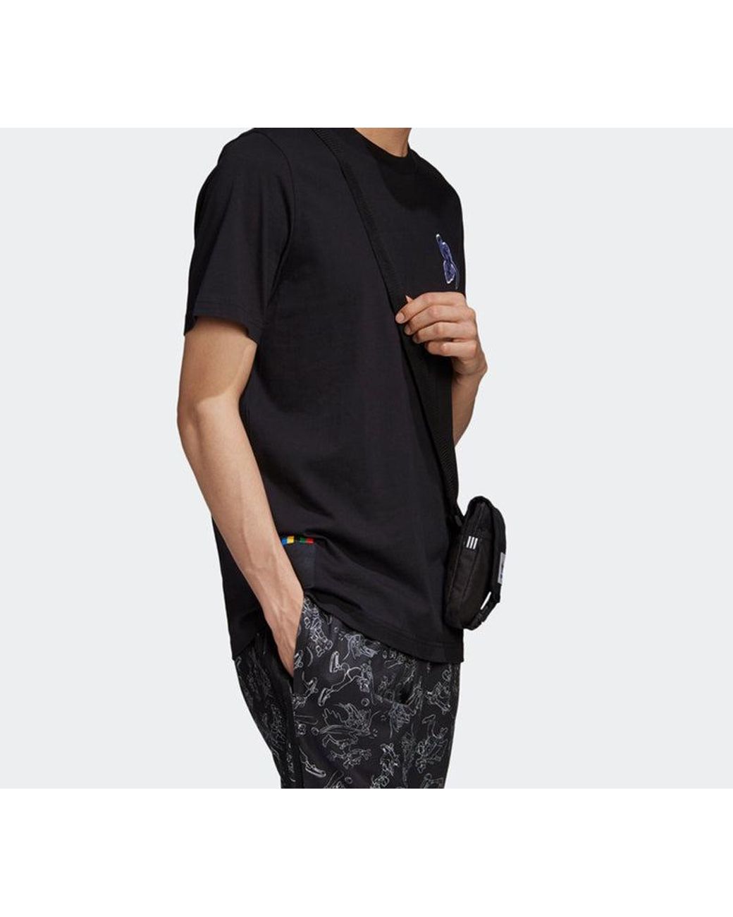 Adidas Black X Disney Goofy Crossover Logo Short Sleeve for men