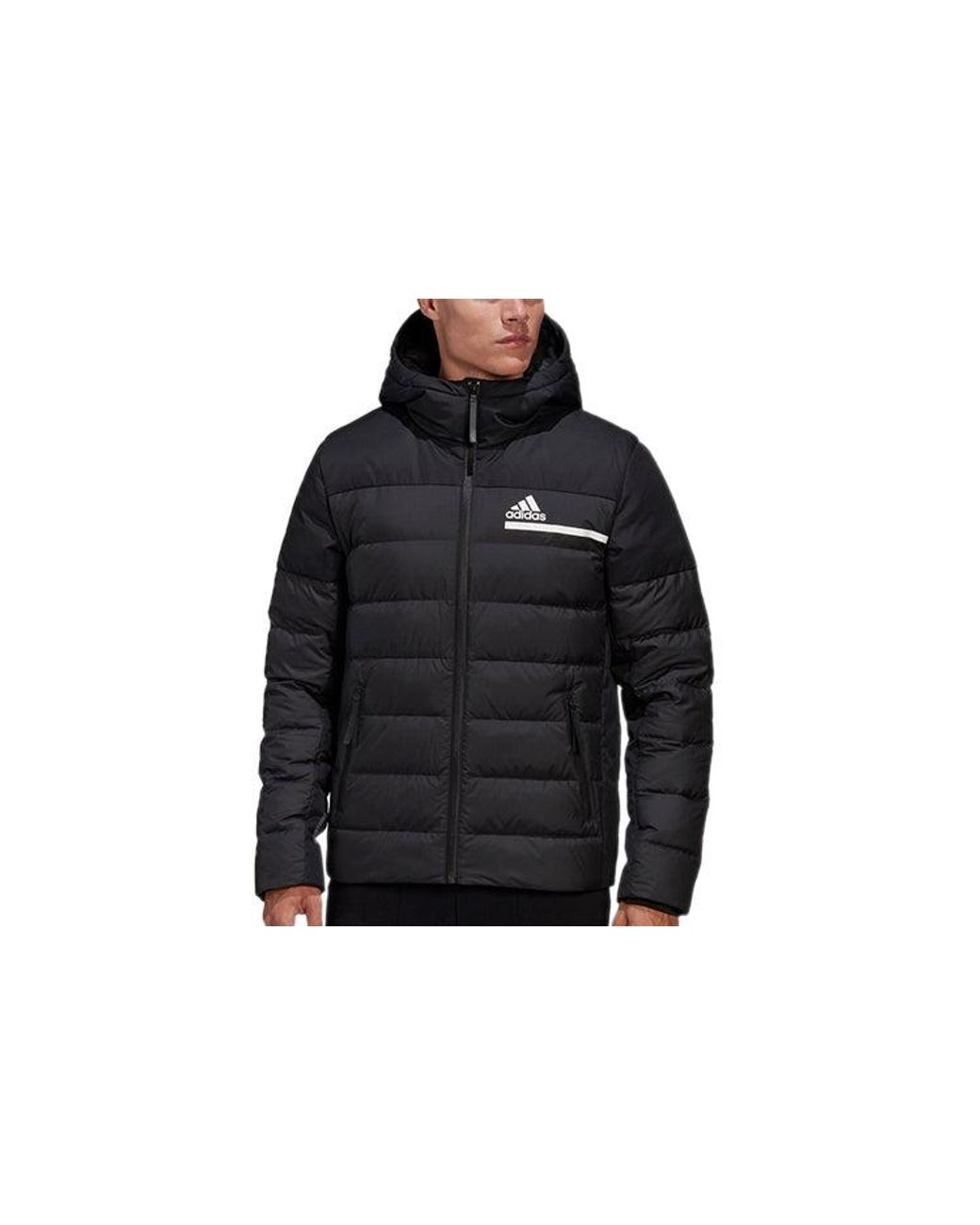 Adidas Blue Outdoor Sports Slim Fit Hooded Down Jacket for men