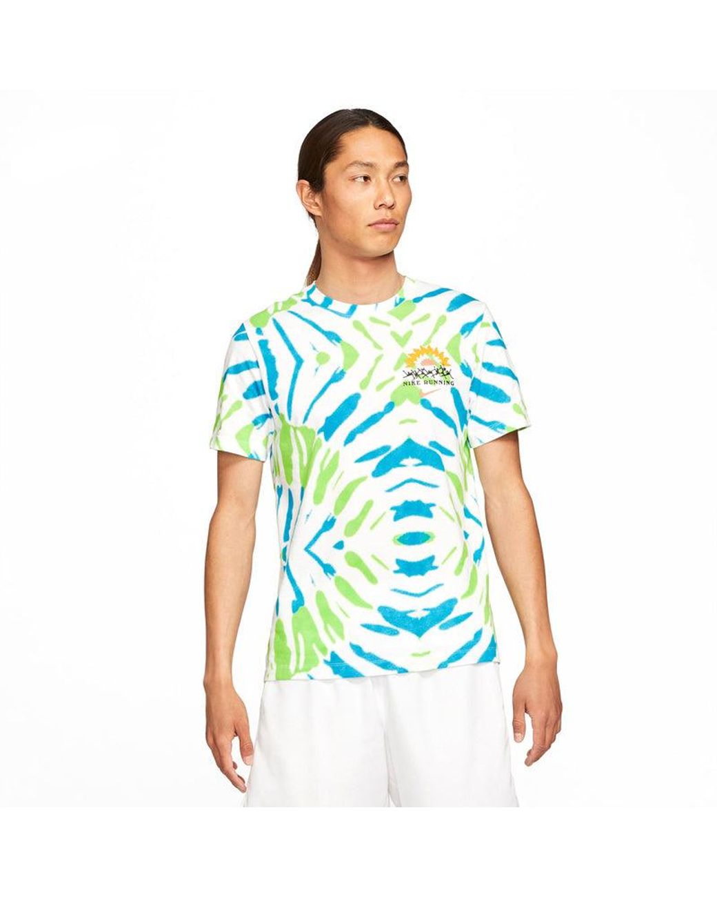Nike Blue Dri-Fit Quick Dry Knit Printing Sports Short Sleeve for men