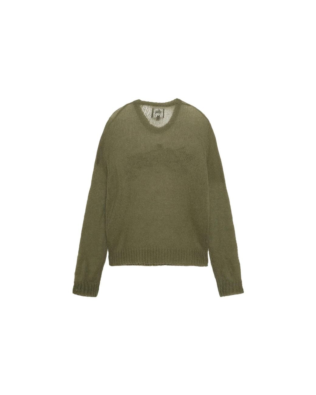 Stussy Green Loose Knit Logo Sweater 'Cypress' for men
