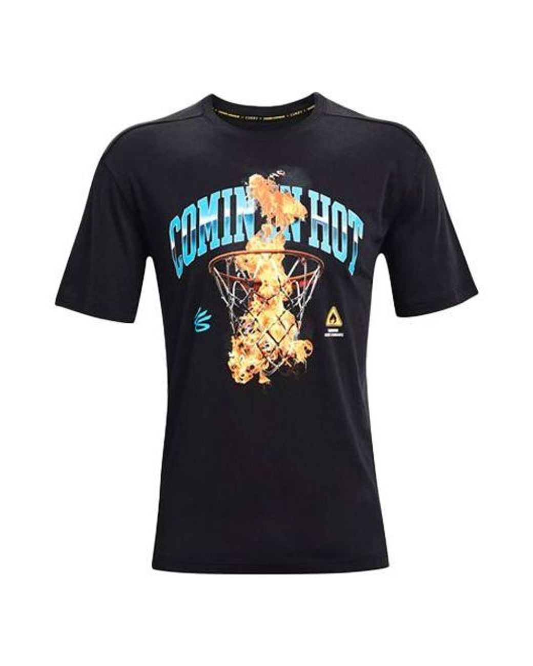 Under Armour Blue Curry Cotton Printing Round Neck Short Sleeve for men