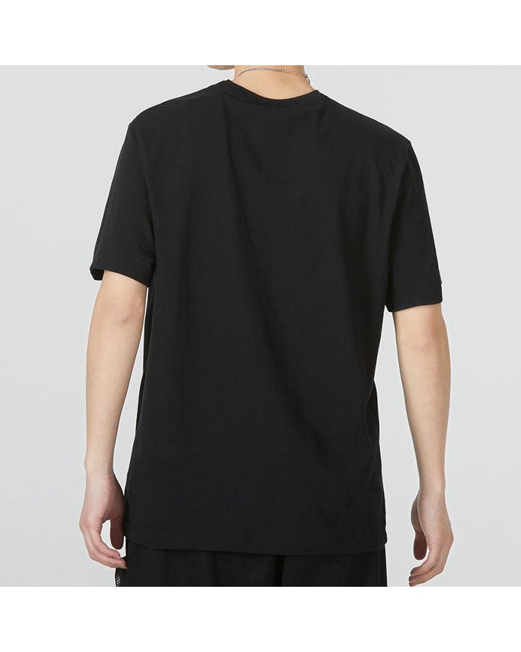 Nike Black Large Logo Alphabet Printing Sports Training Round Neck Short Sleeve for men