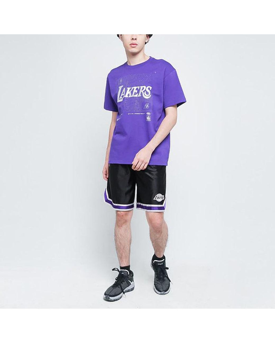 Nike Blue Nba Courtside Los Angeles Lakers Lacing Basketball Training Sports Shorts for men
