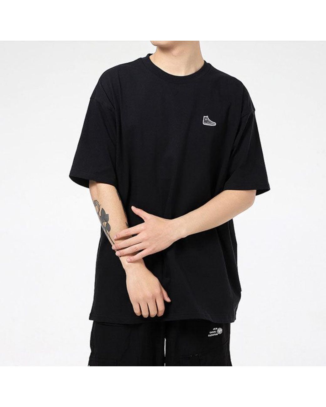 Converse Black Classic Chuck Printing Short Sleeve for men