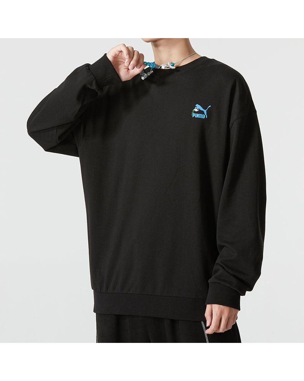PUMA Black Logo Crew Neck Sweatshirt for men