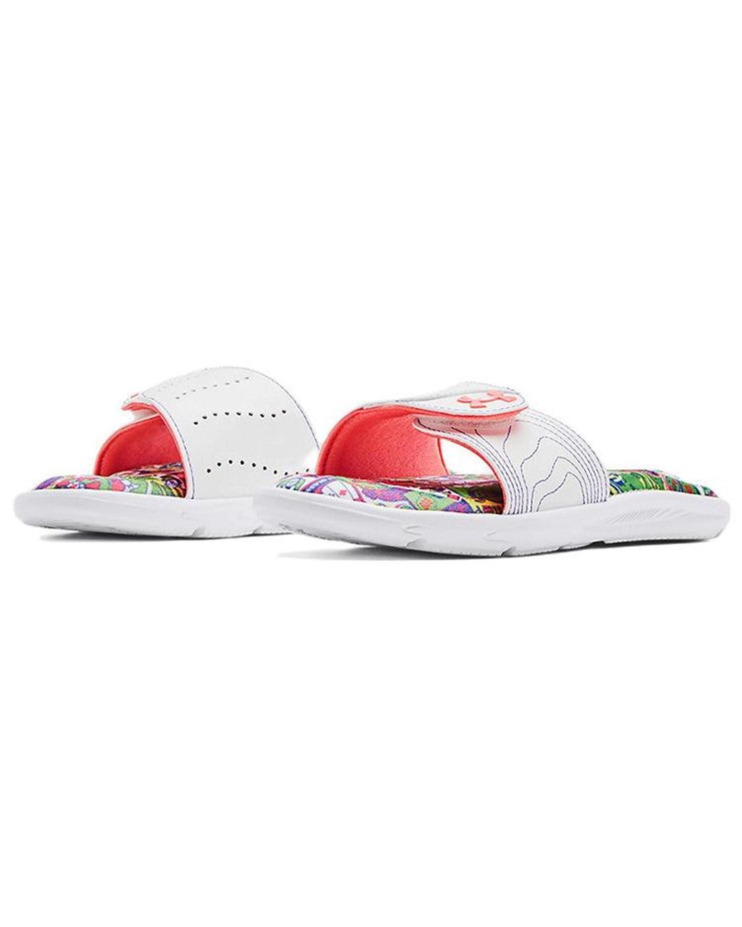 Under Armour White (Wmns) Ignite 6 Graphic Footbed Slide Blitz'
