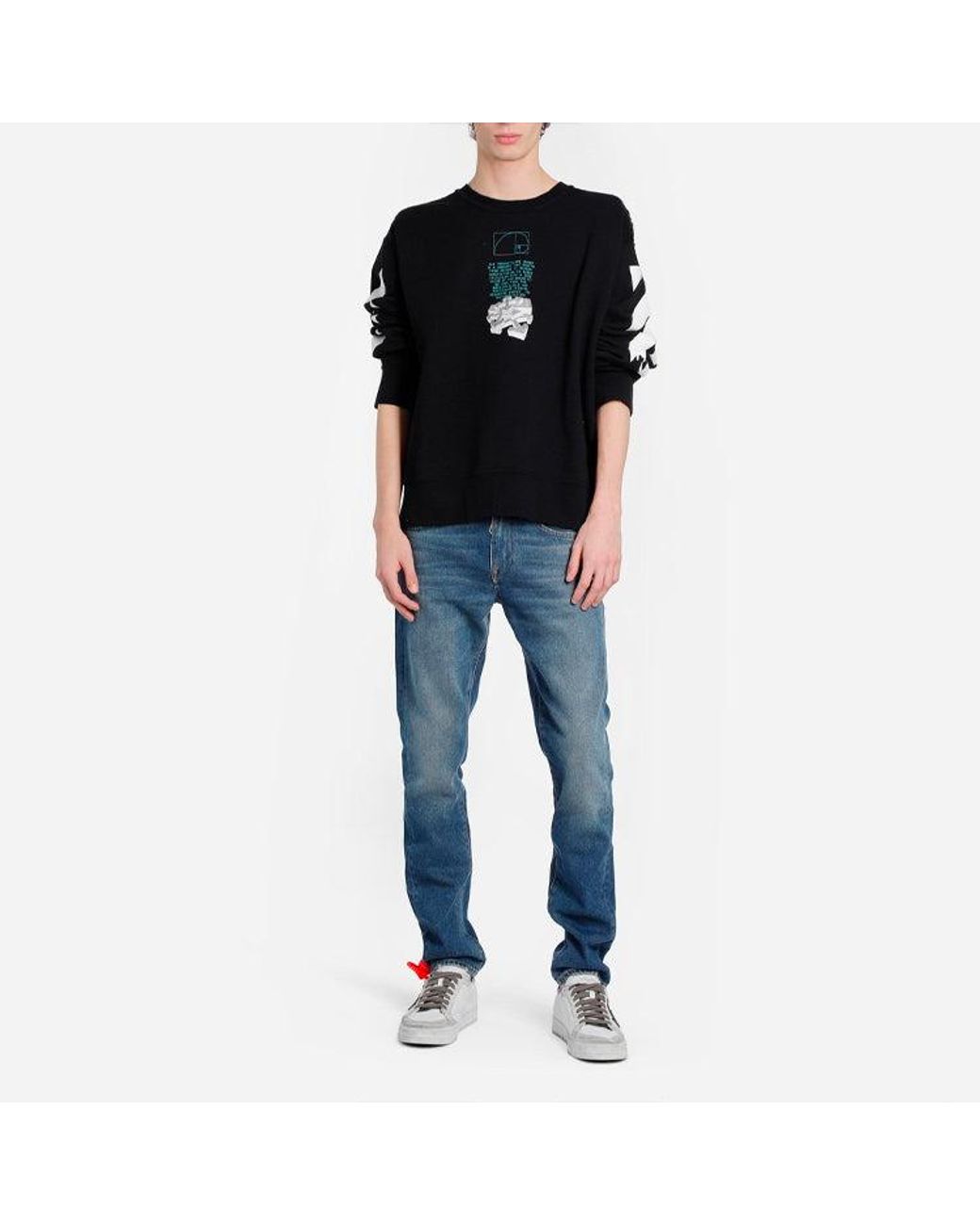 Off-White c/o Virgil Abloh Black C/O Virgil Abloh Slogan Arrow Printing Round Neck for men