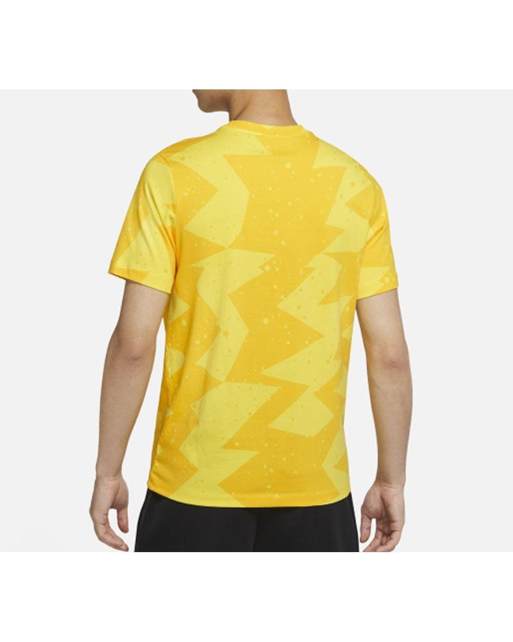 Nike Yellow Printed Poolside Splash Ink Printing Short Sleeve for men