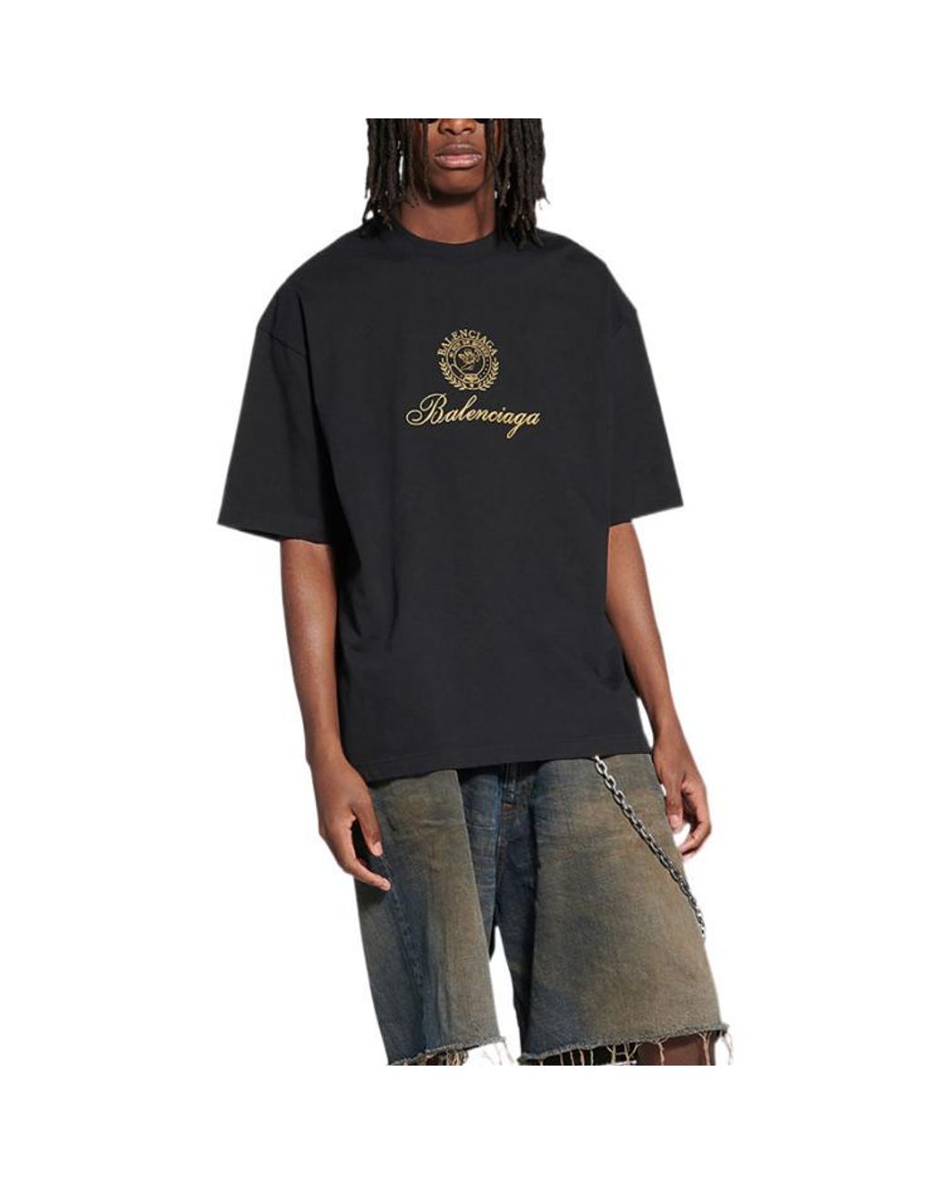 Balenciaga Black Qixi Crest T-Shirt Medium Fit for men