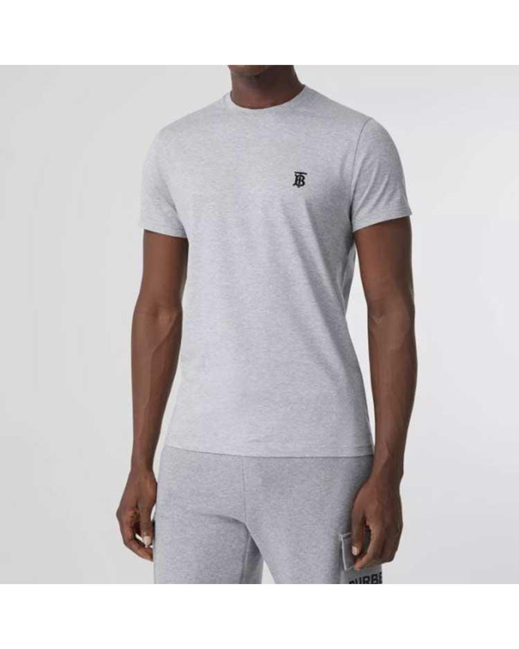 Burberry Gray Monogram Motif Specific Logo Cotton Short Sleeve for men