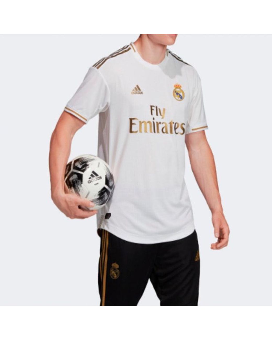 Adidas White Real Madrid 2019/2020 Authentic Match Home Jersey for men