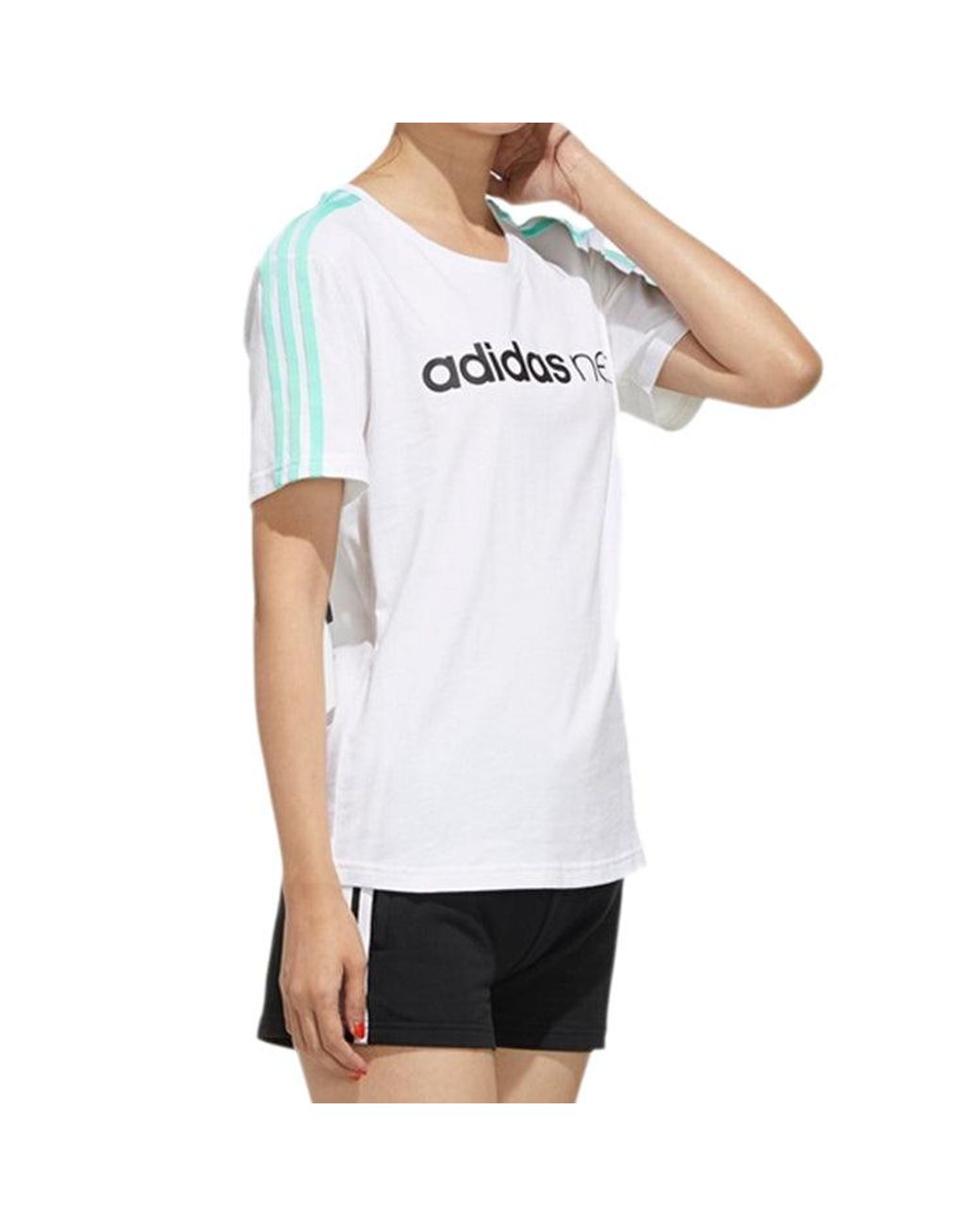 Adidas White (Wmns) Neo Faves Round Neck Short Sleeve