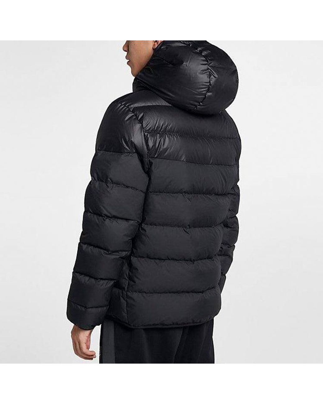 Nike Black Nsw Windrunner Down Fill Stay Warm Solid Color Hooded Down Jacket for men