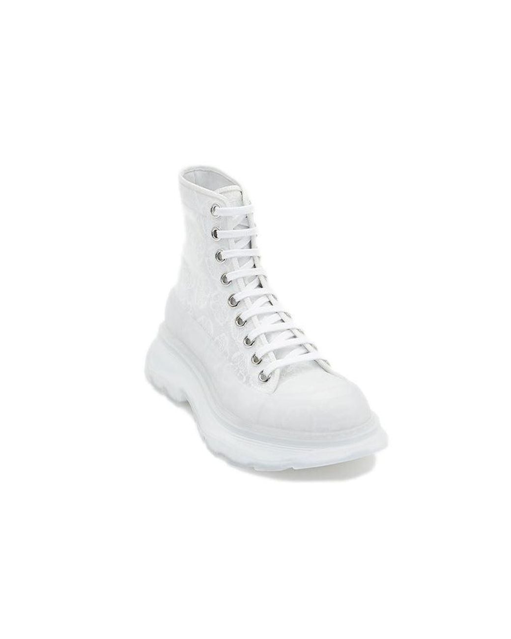 McQueen White (Wmns) Tread Slick Lace Up High Boots Transparent'