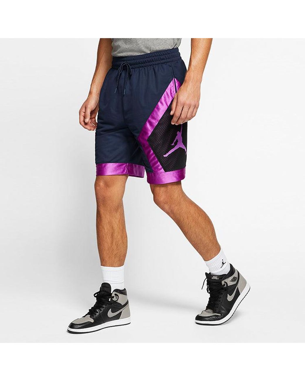 Nike Blue Jumpman Diamond Quick Dry Mesh Splicing Basketball Shorts for men