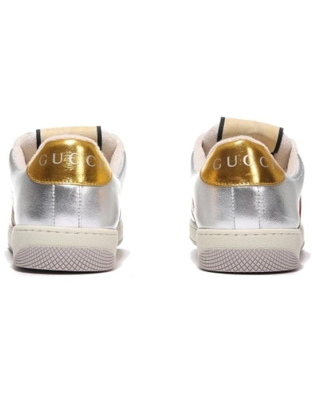 Gucci White (Wmns) Screener Metallic Calfskin Web