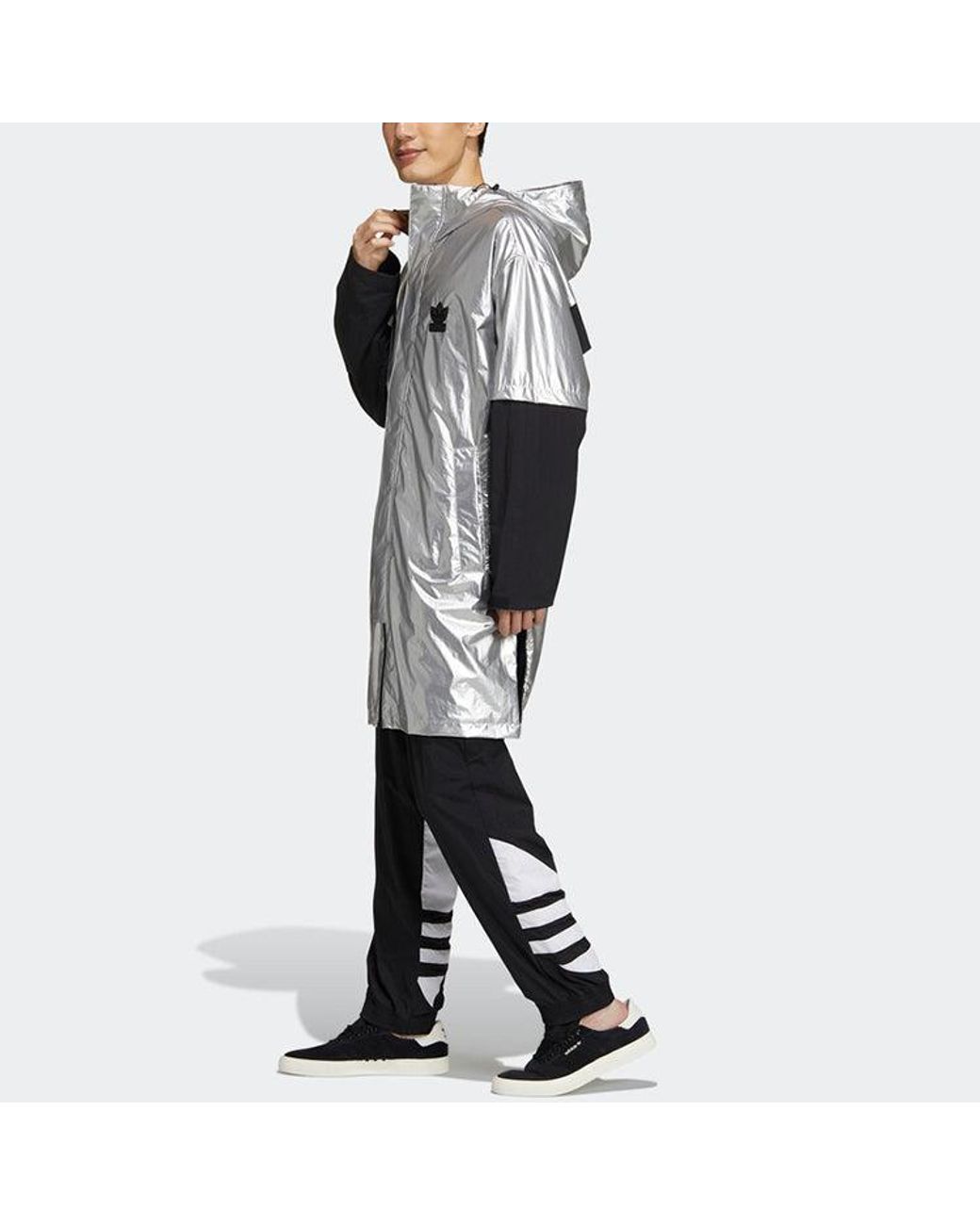 Adidas Blue Originals Liquid Metal Wb Sports Hooded Windbreaker Jacket for men
