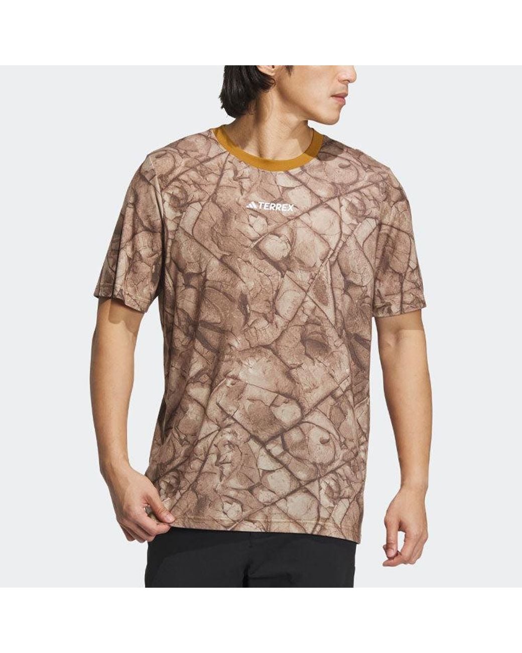 Adidas Brown National Geographic Graphic Tencel Short Sleeve Tee for men