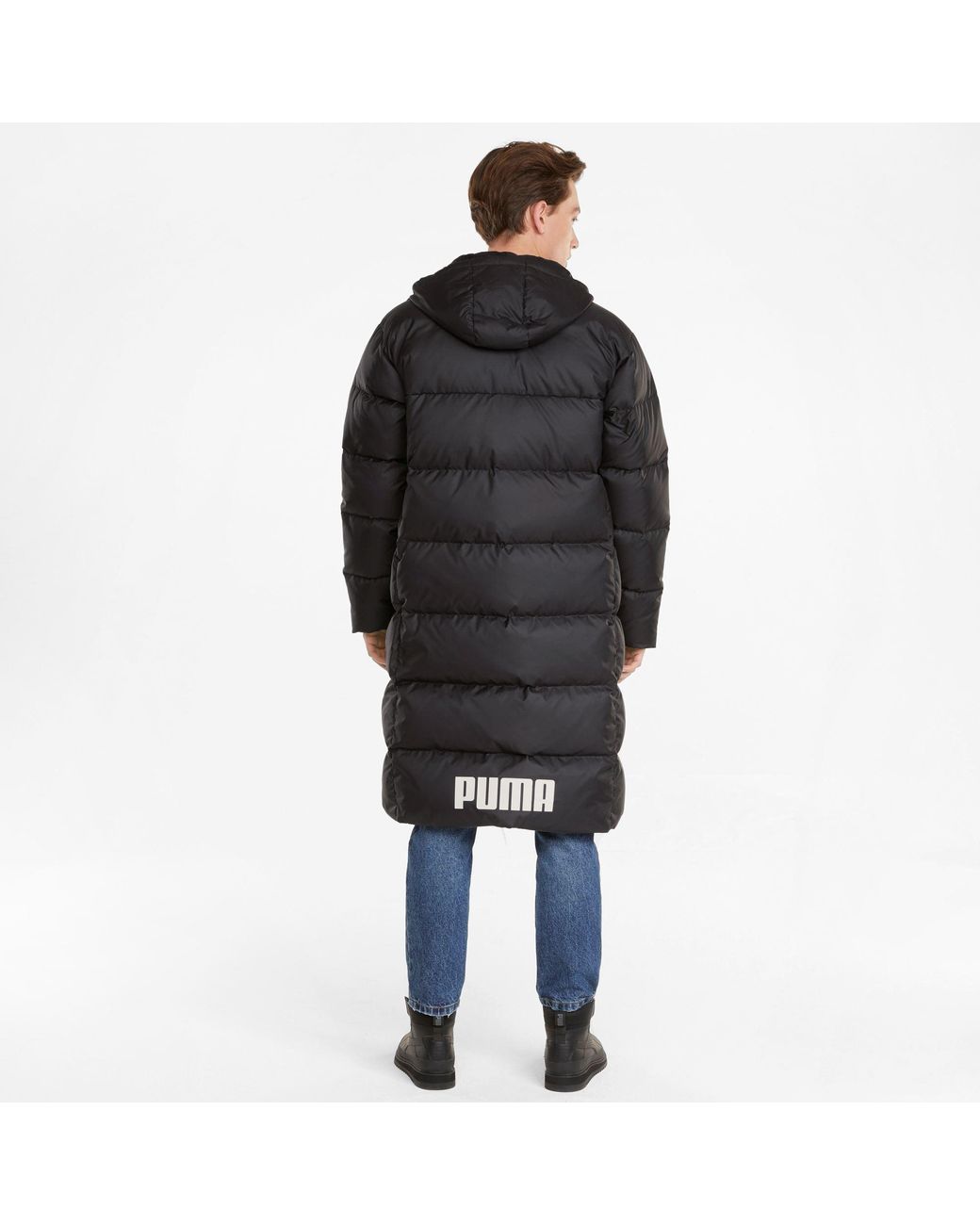 PUMA Black Long Oversized Down Coat for men
