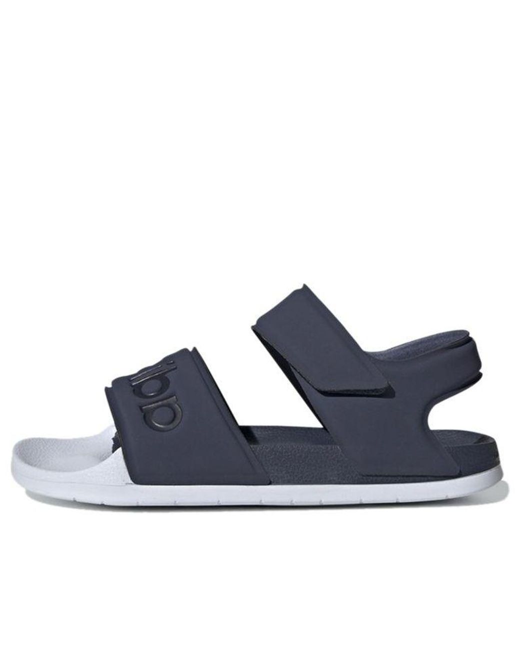 adidas Adilette Sandal Velcro Open Toe Flat Heel Sports Blue Sandals | Lyst