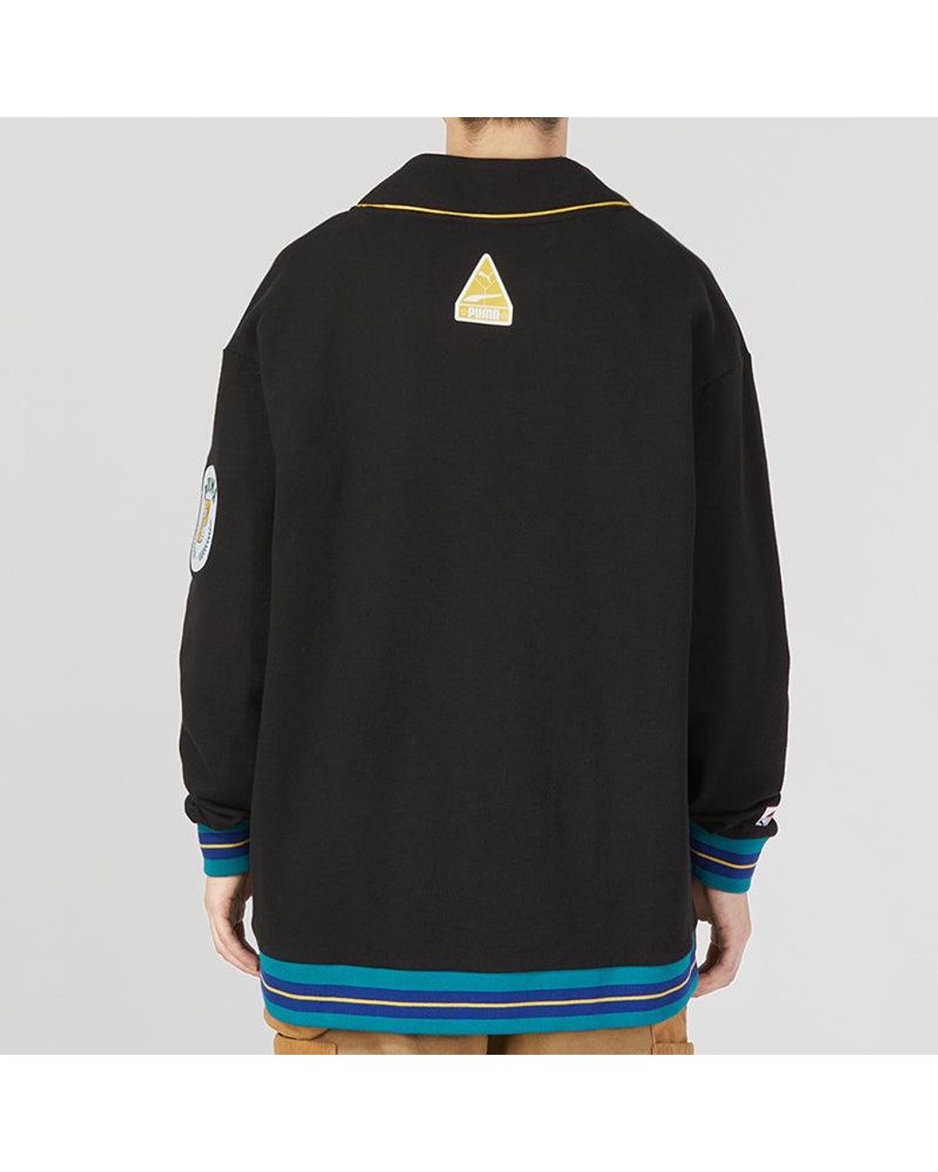 PUMA Black Team Badge V-Neck Jacket for men