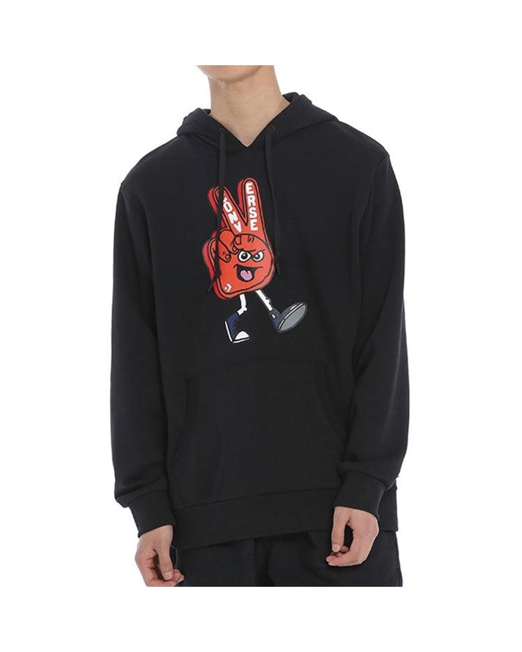 Converse Blue Finger Letter Print Hooded Drawstring Sweatshirt for men