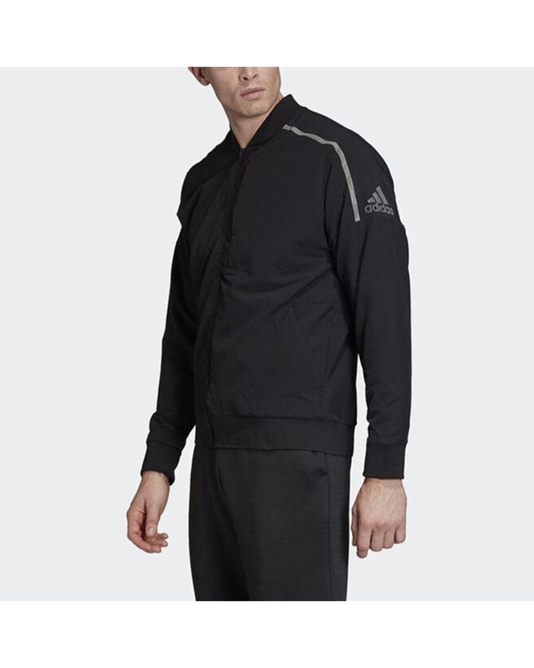 Adidas Blue Zne Bmbr Wvn Sports Stand Collar Jacket for men