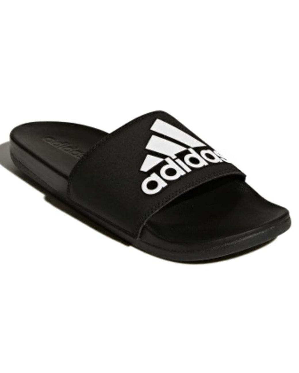Adidas Black Adilette Cloudfoam Plus Slides 'Core' for men
