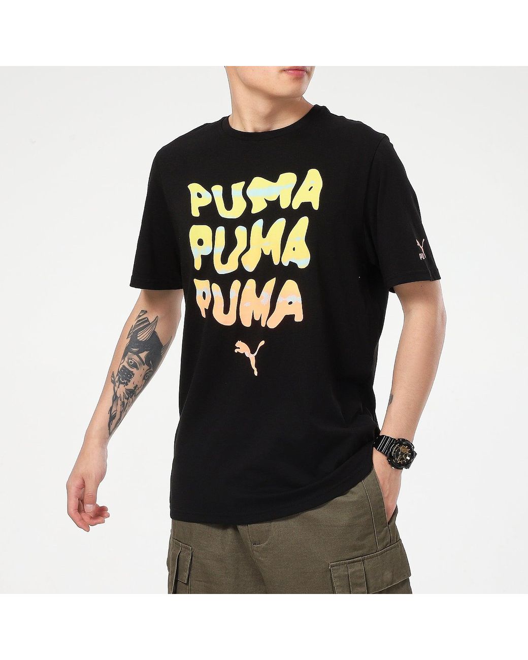 PUMA Black Summer Graphic T-Shirt for men