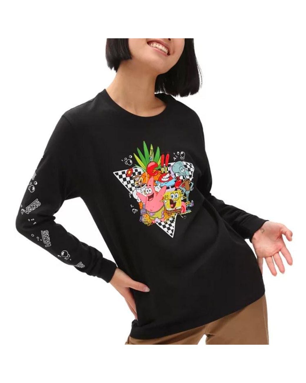 Vans Black (Wmns) X Spongebob Squarepants Printing Round-Neck Sweateshirt