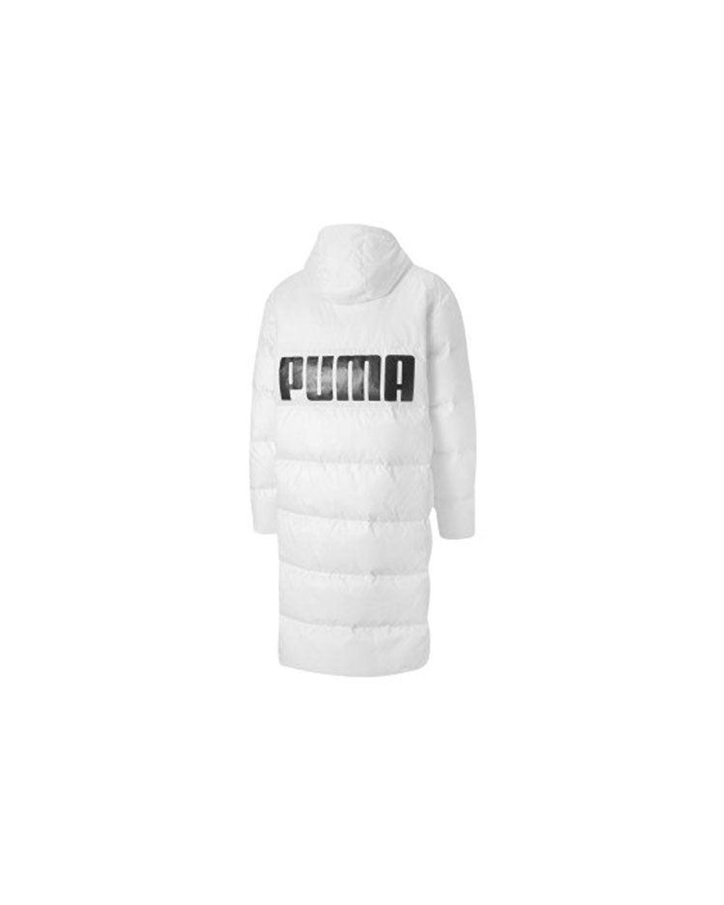 PUMA White Long Oversized Down Jacket for men
