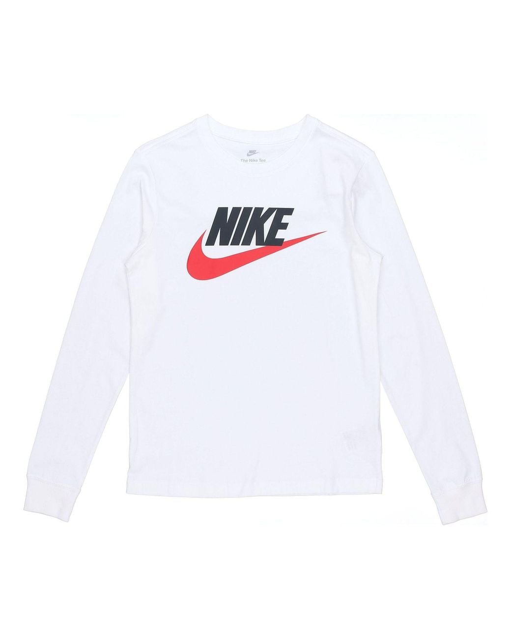Nike White Sportswear Futura Icon Logo Printed Casual Collar Long Sleeved for men