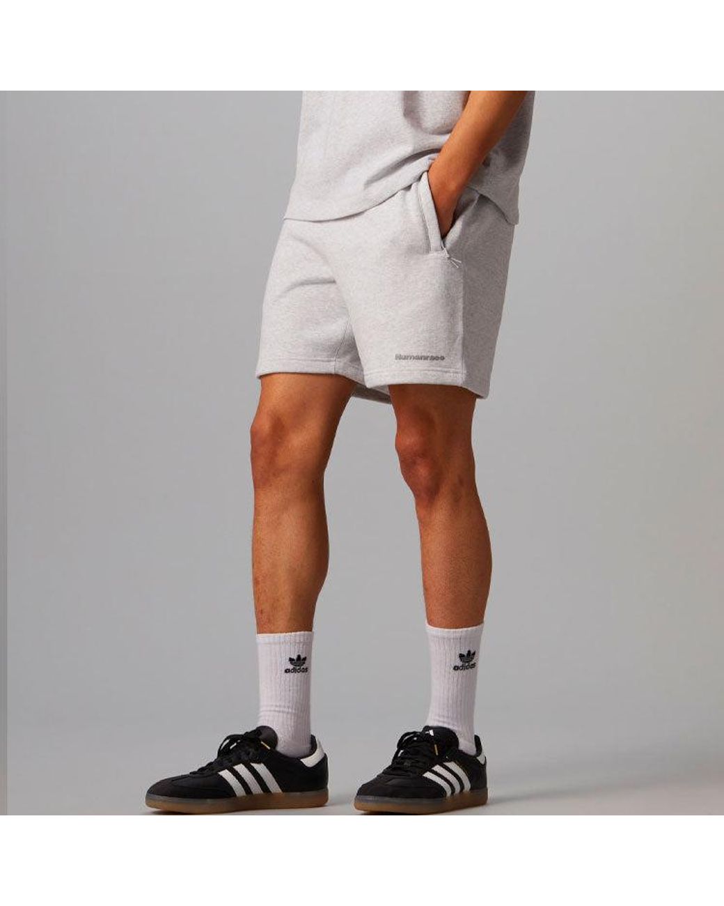 Adidas Gray X Pharrell Humanrace Small Logo Shorts 'Light' for men