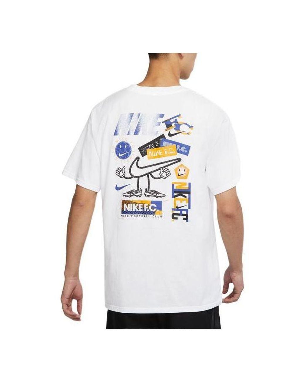 Nike White Front And Back Printing Round Neck Short Sleeve Soccer/Football T-Shirt for men